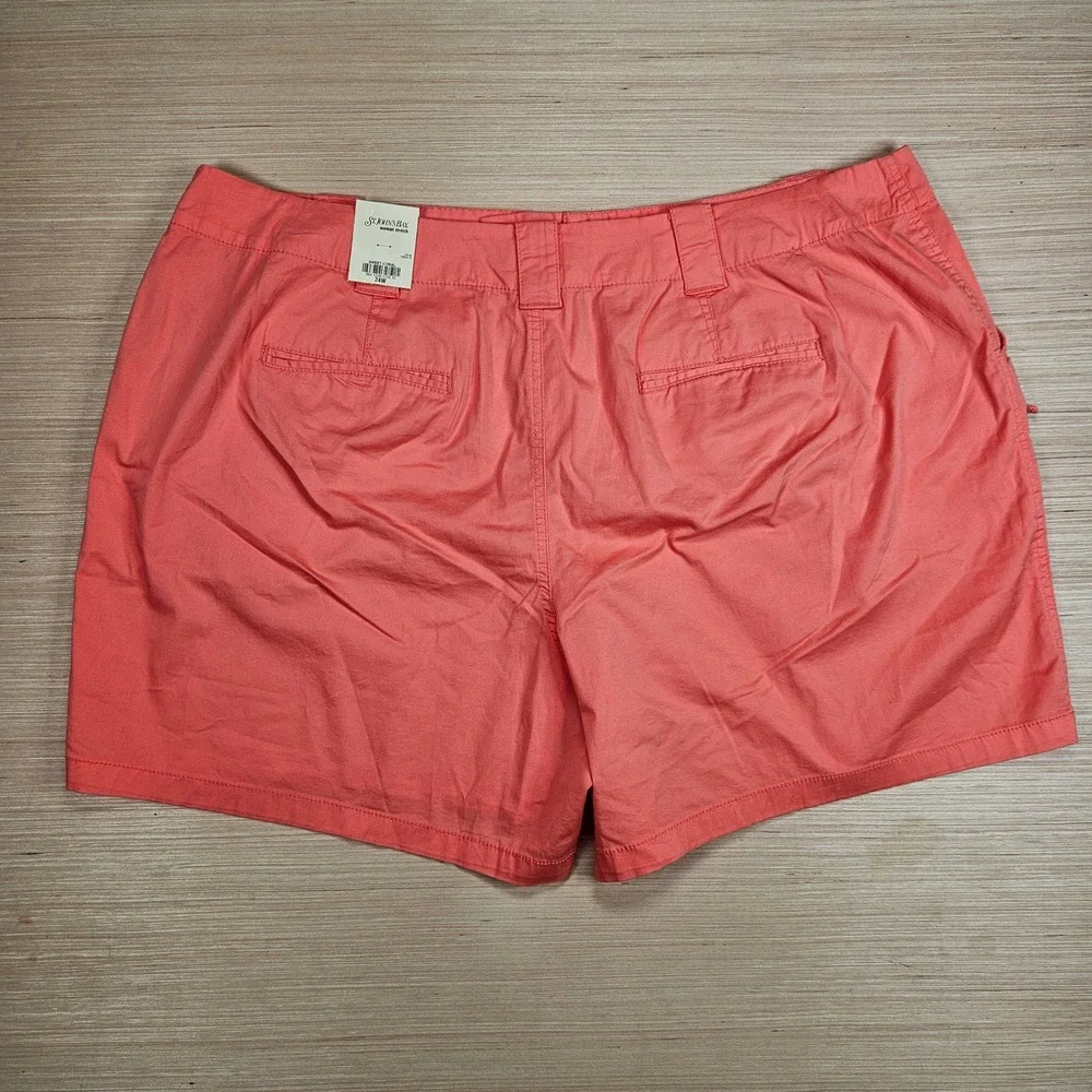 St Johns Bay‎ Cargo Shorts Women 24W Stretch Coral Stretch Pockets NEW